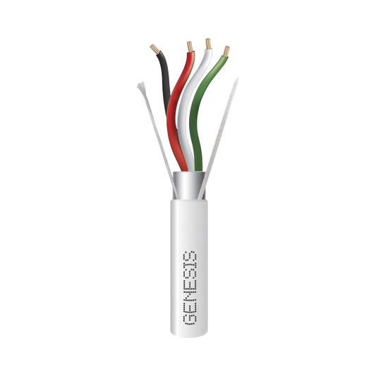 Bobina de 305 M de Cable 4X22 AWG BLINDADO / RISER / Color Blanco / Para Aplicaciones de Audio, Seguridad y Control