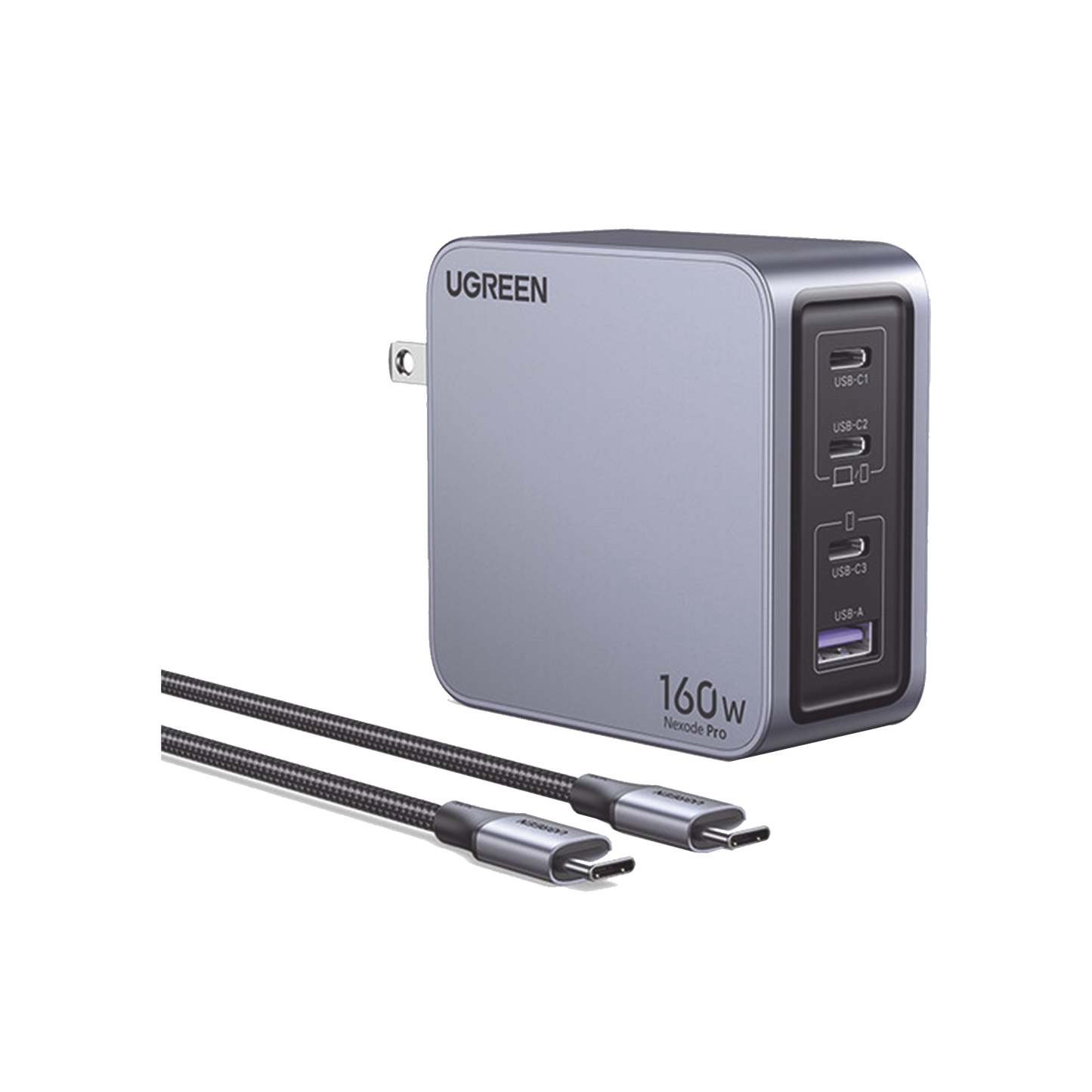 Cargador de 160W serie Nexode PRO | 3 Puertos de Carga Rápida | 2 USB-C | 1 USB-A | Tecnología GaN II +SIC | PD3.1 / QC4.0 | Tecnología de Protección Térmica | Optimiza la Experiencia de Carga | Incluye cable USB-C