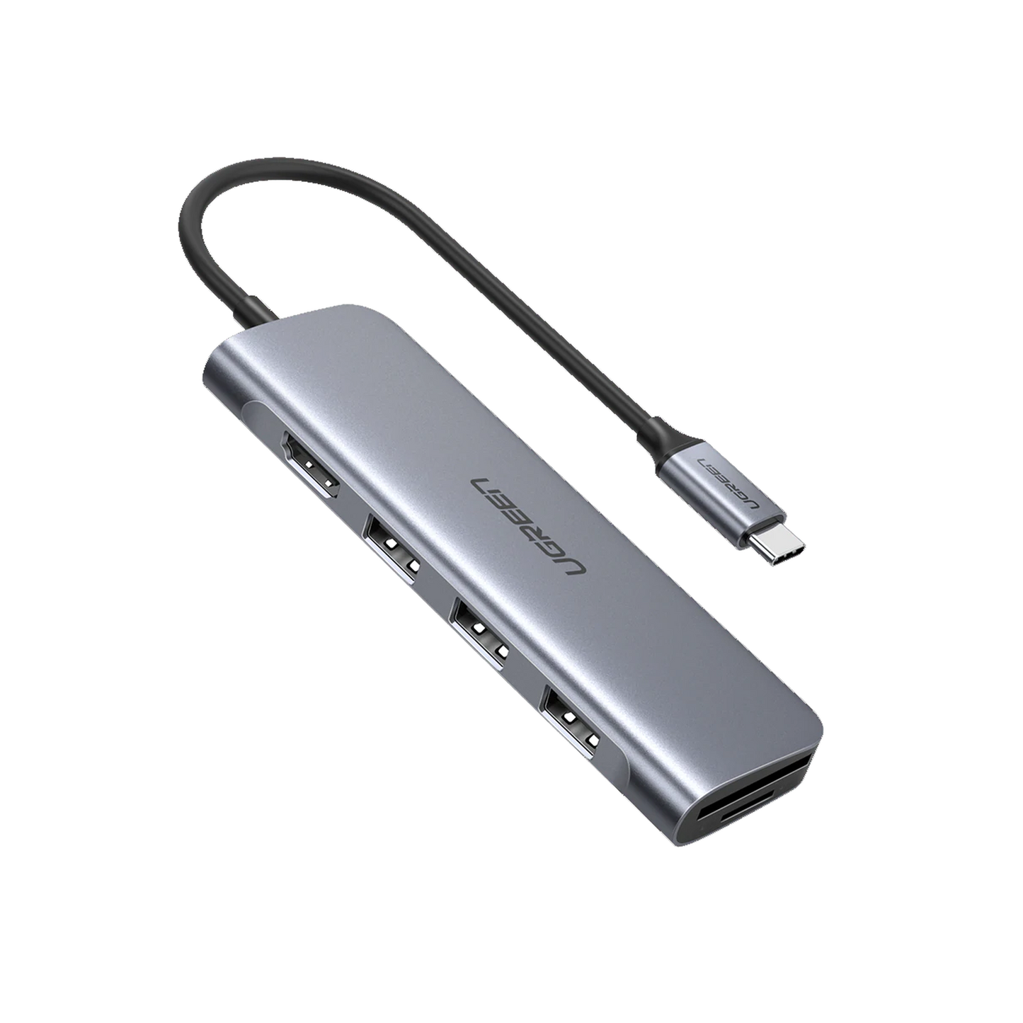 HUB USB-C Multipuertos / HDMI 4K@30Hz  / 3 Puertos USB-A 3.0 / Lector Tarjeta SD+TF (Uso Simultáneo) / 6 en 1 / Carcasa de Aluminio.