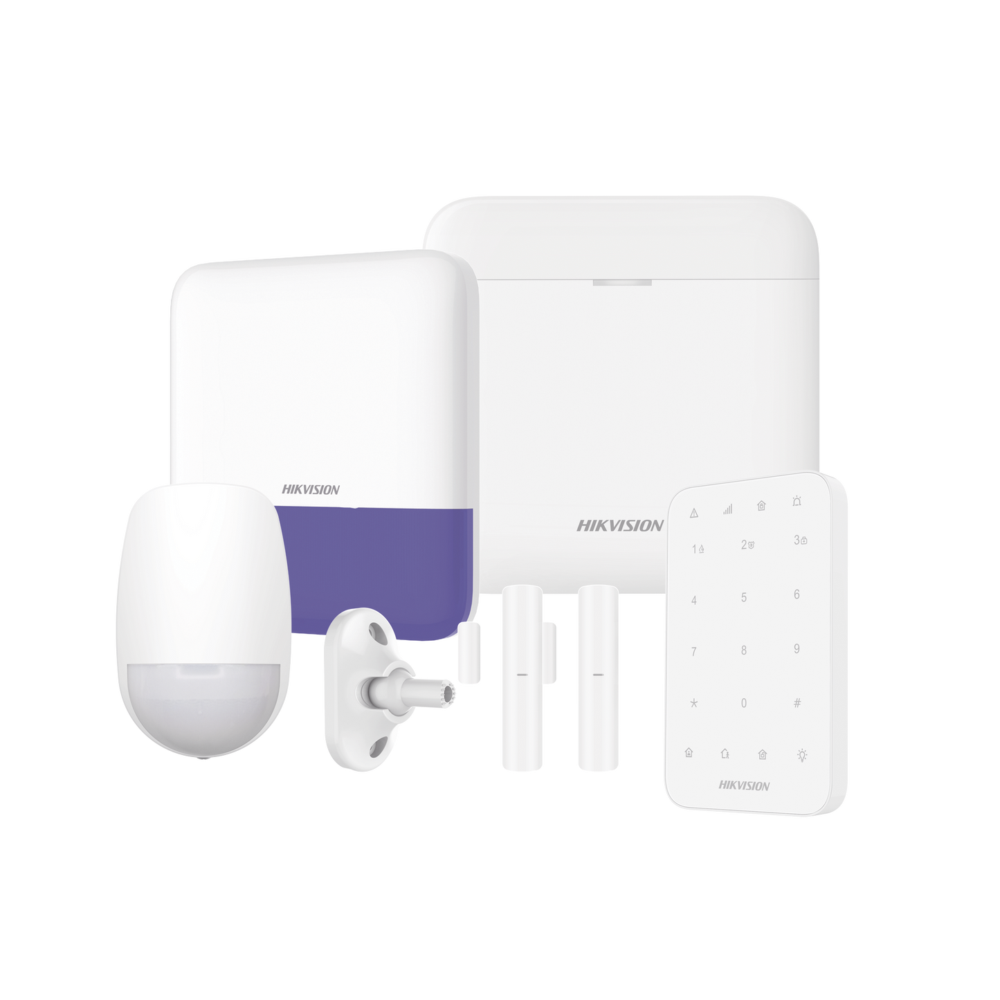 (AX PRO) KIT de Alarma AX PRO / Incluye: 1 Hub con bateria de respaldo / 1 Sensores PIR / 1 Montaje Universal para PIR / 2 Contactos Magnéticos / 1 Teclado / 1 Sirena Inalambrica Exterior / WiFi / Compatible con Hik-Connect P2P