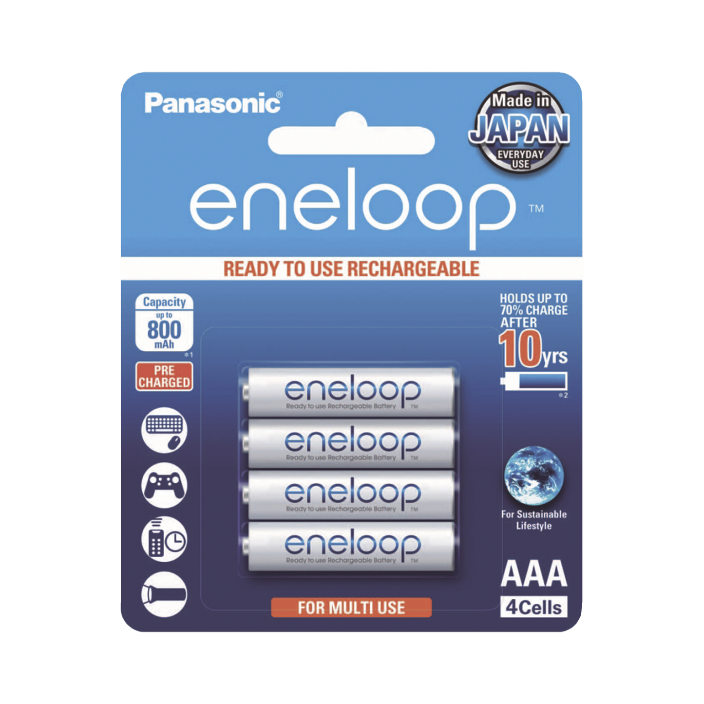 Batería Recargable AAA 1.2V ENELOOP / Ni-HM / Paquete de 4 Baterías