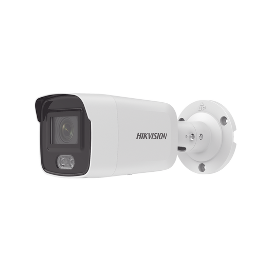 Bullet IP 4 Megapixel / Imagen a Color 24/7 / Lente 2.8 mm / Luz Blanca 40 mts / Micrófono Integrado / WDR 130 dB / Exterior IP67 / Captura Facial / Videoanaliticos (Filtro de Falsas Alarmas) / Metal  / MicroSD