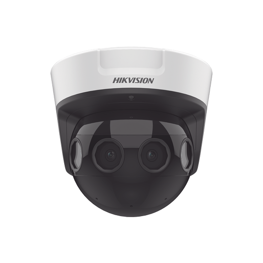 PanoVu Series / Vista Panorámica 180° / 8 Megapixel en Total / 4 Lentes 2.8 mm (2 Megapixel) / 20 mts IR EXIR / Exterior IP67 / IK10 / 12 Vcc / PoE+ / Micro SD