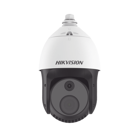 PTZ IP Dual / Lente Térmico 7 mm (384 X 288) / Lente óptico 32X (4 Megapixel) / 100 mts IR / WDR 120 dB / Exterior IP66 / MicroSD