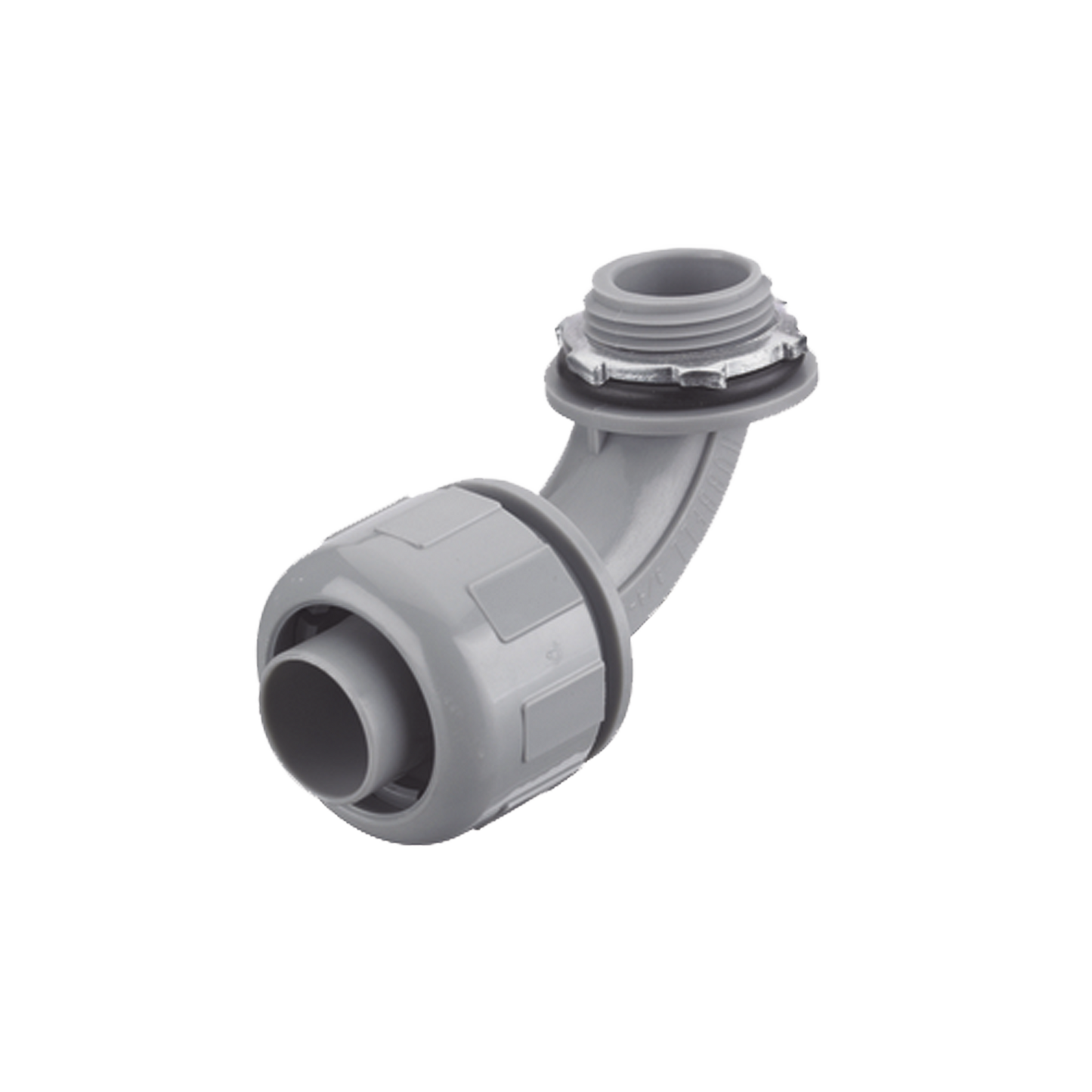 Conector Curvo 90° de Nylon de 3/4" para Tubería Liquidtight Polytuff.