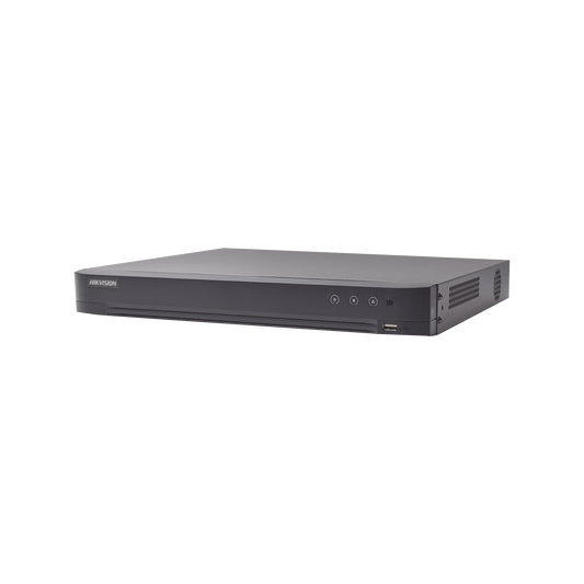 DVR 4 Canales TurboHD + 4 Canales IP / 8 Megapixel (4K) / Acusense (Evita Falsas Alarmas) / Audio por Coaxitron / 1 Bahía de Disco Duro / 4 Entradas de Alarma / 1 Salida de Alarma / H.265+ / Salida de Video en Full HD