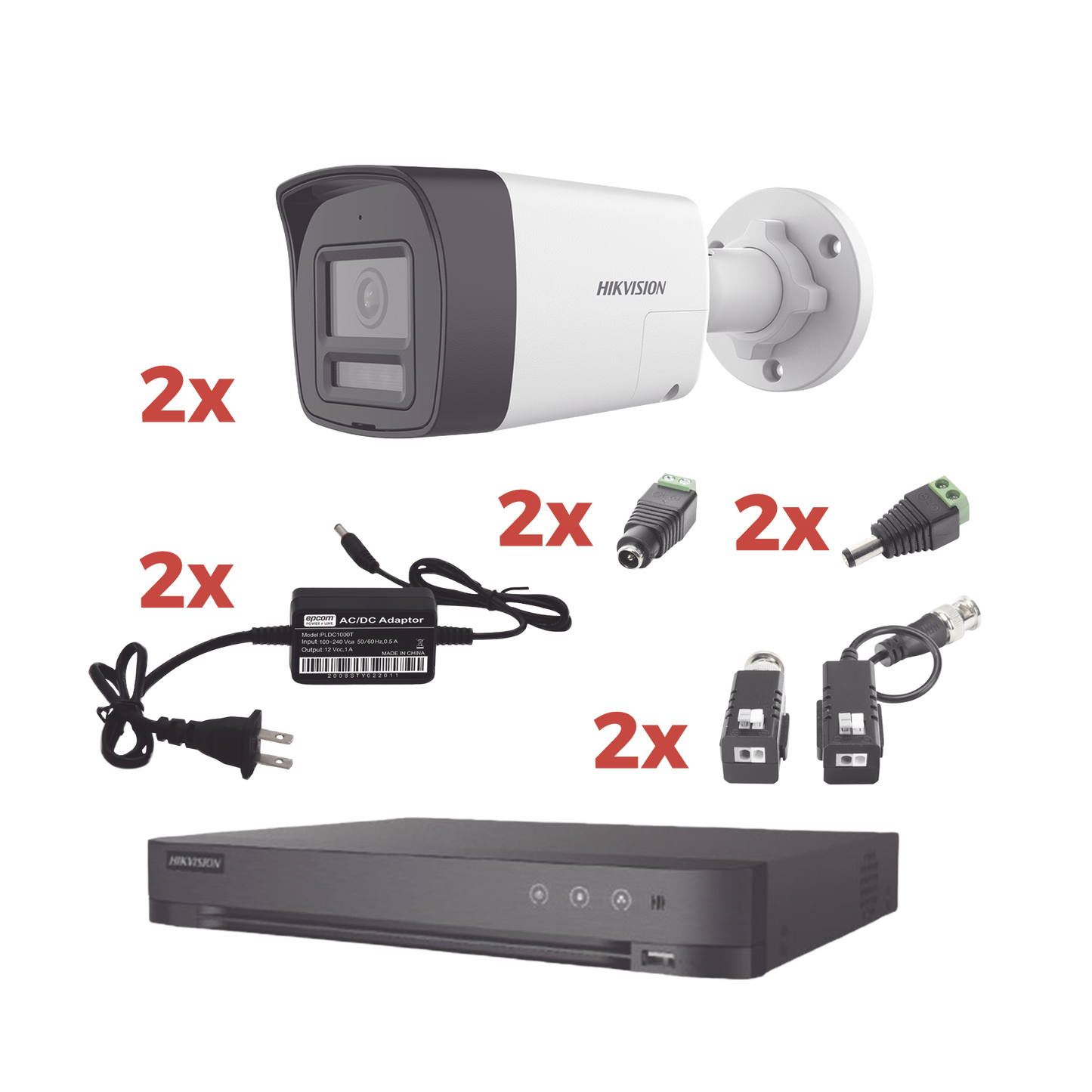 Kit Audio Bidireccional TurboHD 1080p / DVR 4 Canales / 2 CÃ¡maras Bala (Exterior) con Bocina y MicrofÃ³no Integrado / 2 Fuentes de Poder / Accesorios