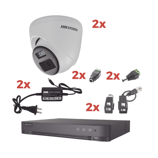 Kit Audio Bidireccional TurboHD 1080p / DVR 4 Canales / 2 CÃ¡maras Eyeball (Exterior) con Bocina y MicrofÃ³no Integrado / 2 Fuentes de Poder / Accesorios