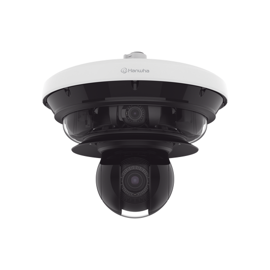 Cámara IP Multisensor 34MP (4 sensores 4K) con lentes motorizados / PTZ 2 MP 40X / Hasta 2 tarjetas MicroSD de 512GB / WDR de hasta 150dB / IP66 / IK10 / autoseguimiento / Inteligencia artificial para eventos