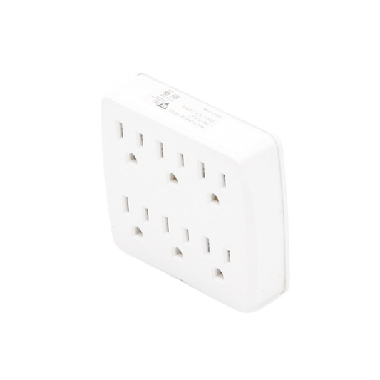 Multicontacto para pared con 6 contactos color blanco,125 V /15 A