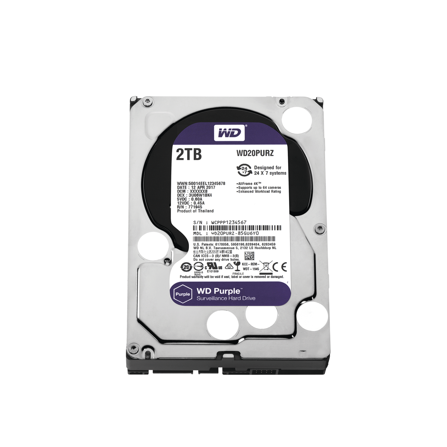 Disco Duro PURPLE de 2TB / 3 AÑOS DE GARANTÍA / Para Videovigilancia