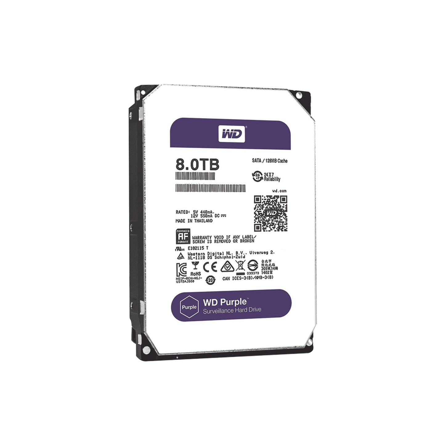 Disco duro WD de 8TB / 7200RPM / Optimizado para Videovigilancia