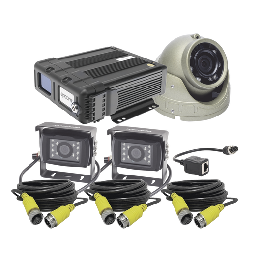 KIT DVR PARA VEHICULO /  INCLUYE /  CÁMARAS PARA INTERIOR /  CÁMARA PARA EXTERIOR, / 2MP AHD /  CABLES EXTENSORES / ADAPTADOR LAN.