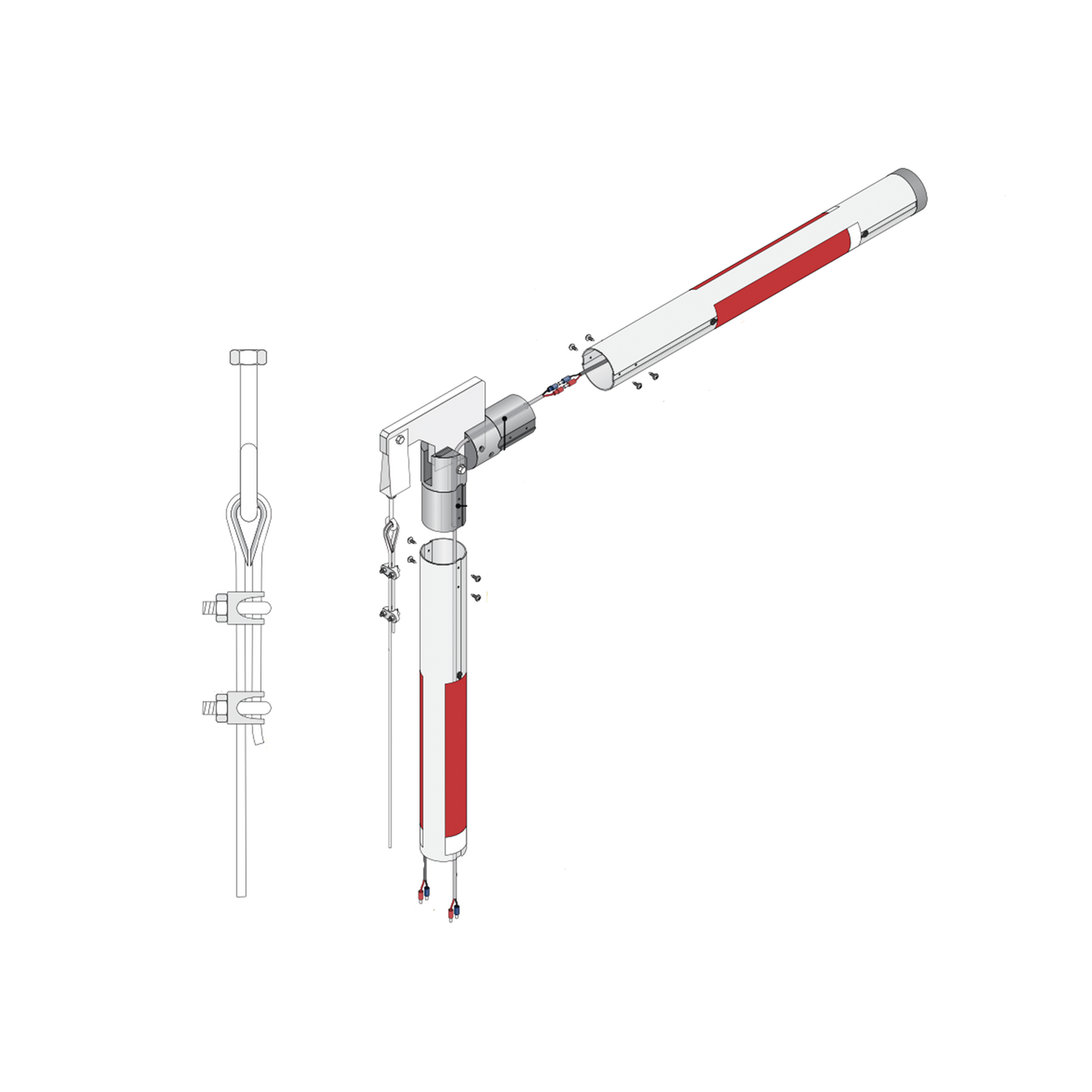 Kit de mástil iluminado de aluminio con Articulación para barreras DKS 1601