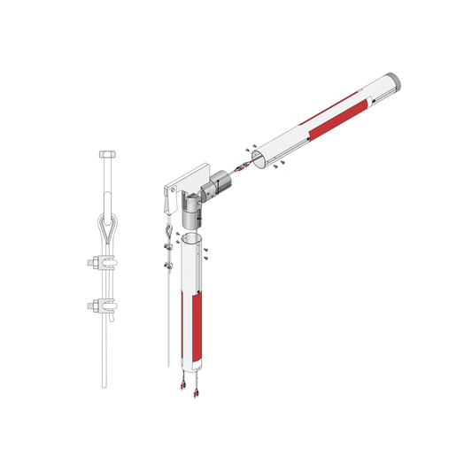 Kit de mástil iluminado de aluminio con Articulación para barreras DKS 1601