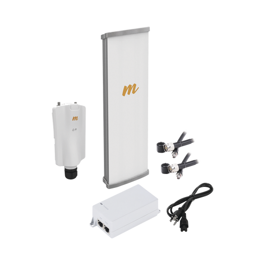 Kit de radio A5x con antena N545X4, 4.9 a 6.4 GHz, 700 Mbps, hasta 64 usuarios concurrentes,  Monitoreo a travez de la nube, incluye jumper y montaje