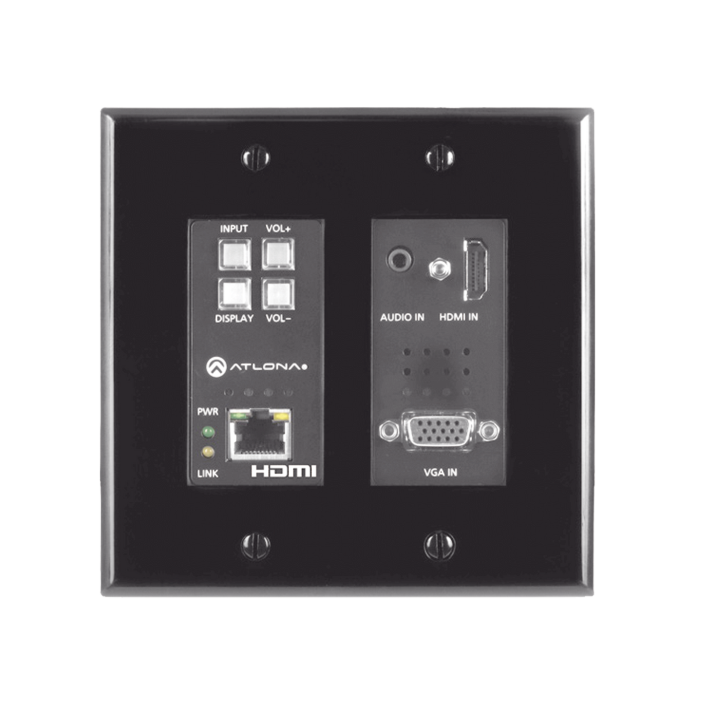 (TX ONLY) TWO-INPUT WALL PLATE SWITCHER FOR HDMI AND VGA SOURCES (BLACK)