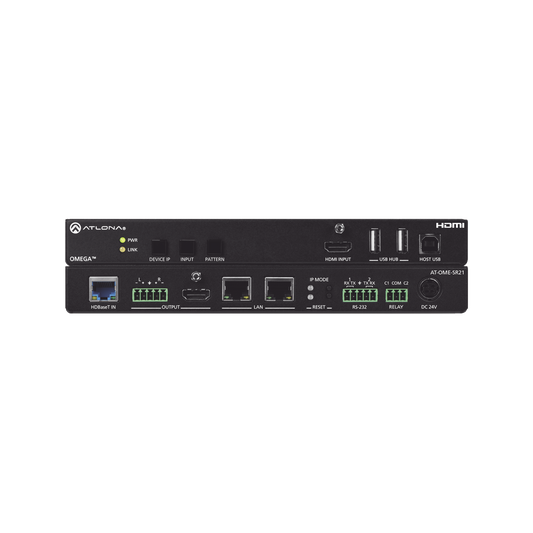 Switch matriz y receptor AV 2×1 con escalador y USB – Entradas HDBaseT y HDMI