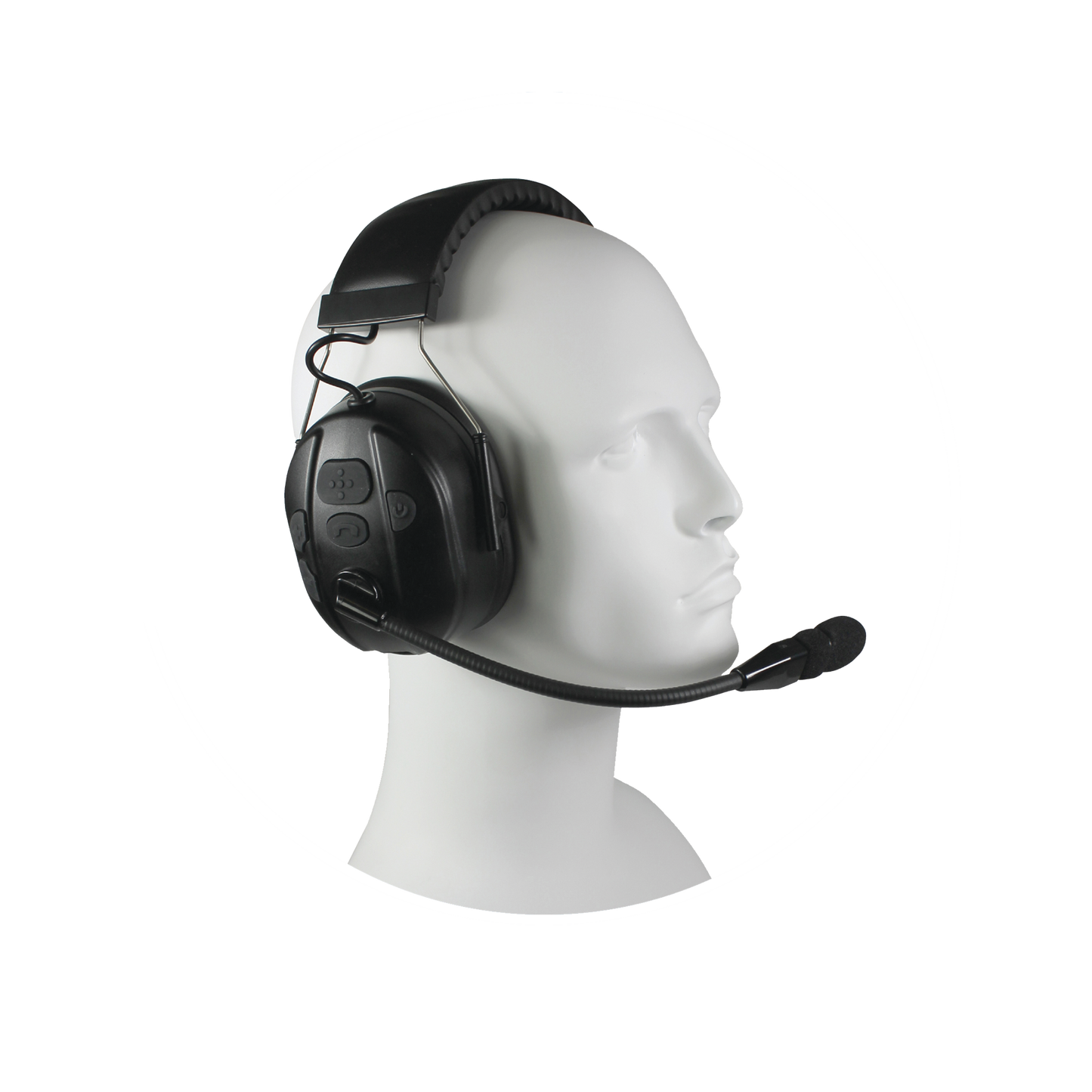 Audífonos inalámbricos Bluetooth con diadema rígida por arriba de la cabeza compatible con adaptadores PRYME BLU, radio y dispositivos bluetooth, con función de PTT y para contestar celulares.