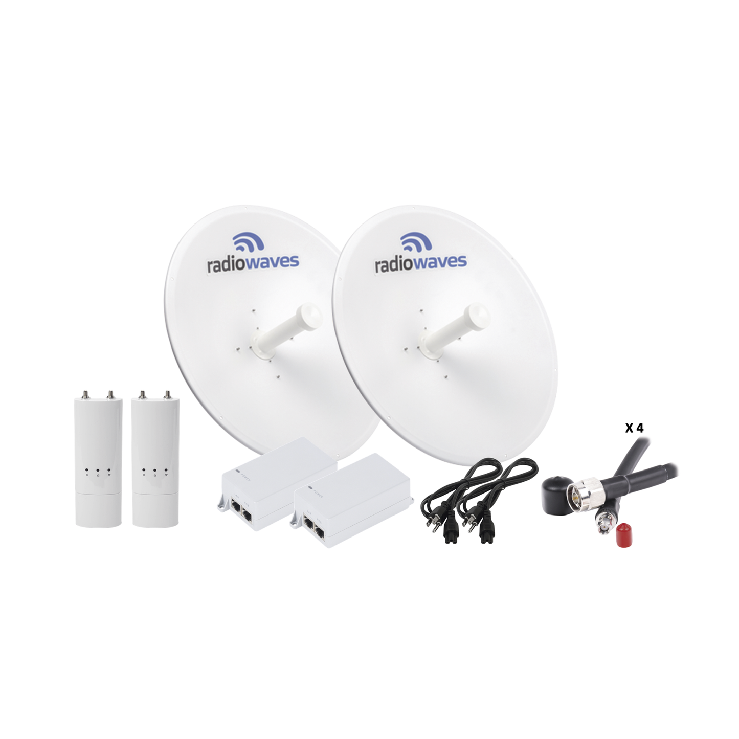 Enlace Backhaul completo de alta capacidad y estabilidad hasta 28 km, Incluye: 2 radios C5c, 2 antenas SPD2-5.2NS de 29 dBi, 4 jumpers, inyector POE24V y cable de alimentación.