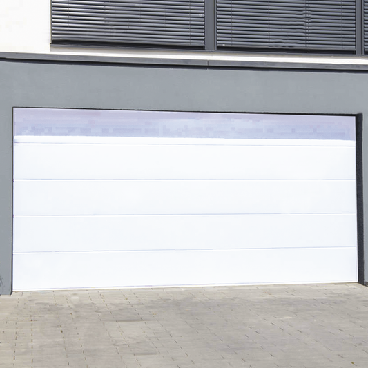 Puerta de Garage de alta calidad, Lisa color blanco 16x9 pies,  AISLADA, Estilo Americana.