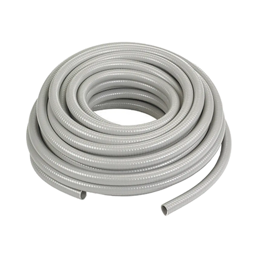 Manguera hermética tipo PolyTuff no metálica, gris de 3/8"/ 100 Pies / Aprobada para uso subterráneo y exteriores.