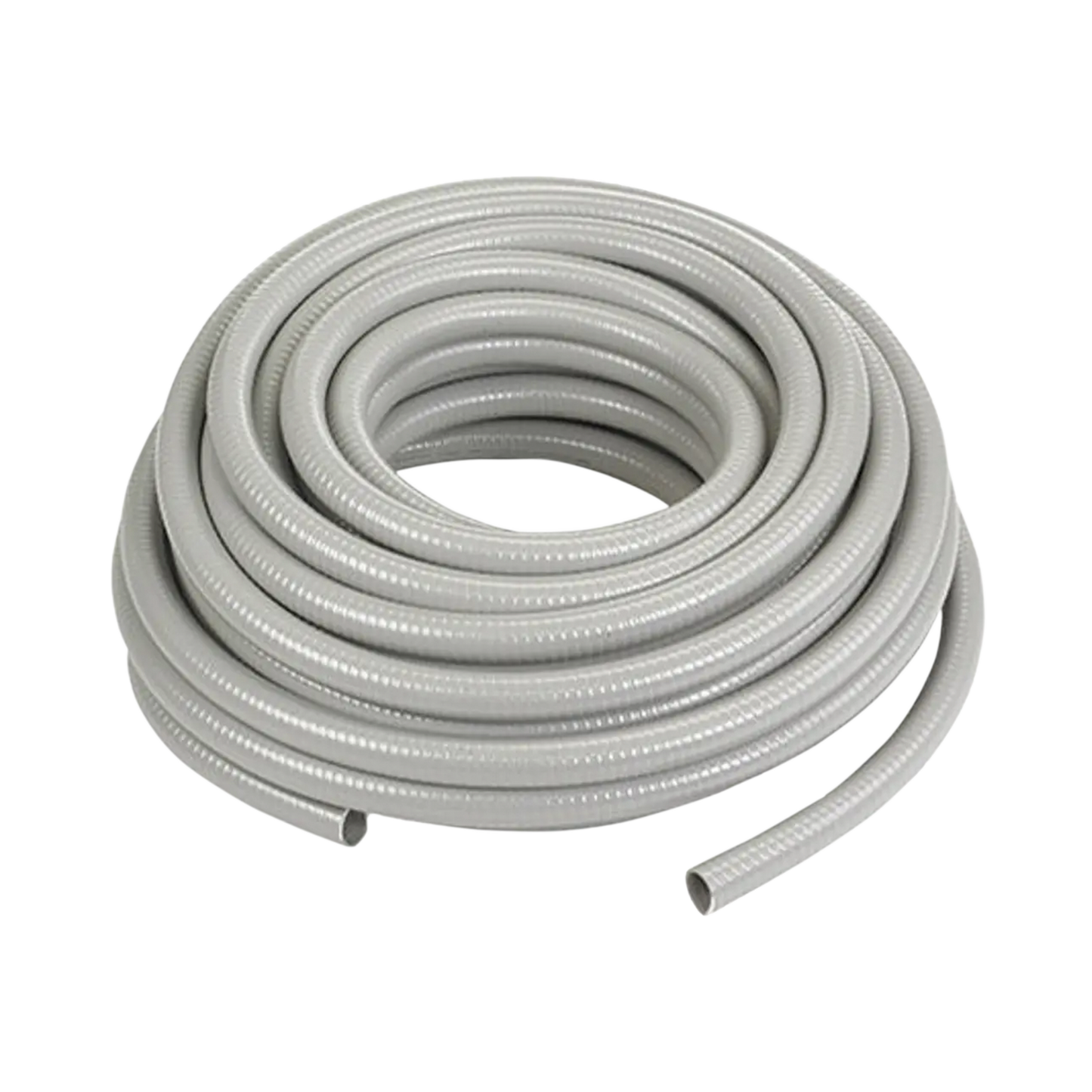 Manguera hermética flexible tipo PolyTuff no metálica, gris de 1/2", 100 pies. Uso comercial/industrial.