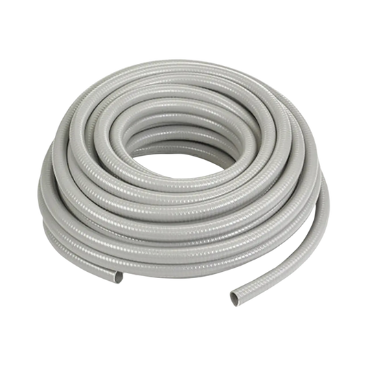 Manguera hermética flexible tipo PolyTuff no metálica, gris de 2" y 50 pies. Uso comercial/industrial.