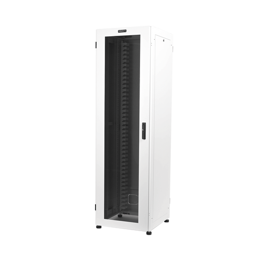 Gabinete para Telecomunicaciones Rack Estándar de 19", 42UR, 600 mm Ancho x 600 mm Profundidad. Fabricado en Acero, Color Blanco