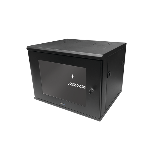 Gabinete de Montaje en Pared, Con Puerta de Cristal, de 19in, 6UR, Color Negro