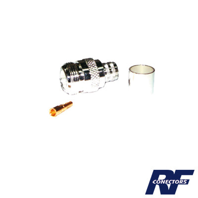 Conector N Hembra de Anillo Plegable para Cables 9913, 8214, LMR-400, RG8/U-SYS, RFLASH-1113, Plata/ Oro/ Teflón.