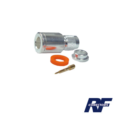 Conector TNC Macho de Rosca en 50 Ohm para cable LMR-400, 9913, 8214, CNT-400, RG8/U-SYS, RFLASH-1113, Plata/ Oro/ Teflón.