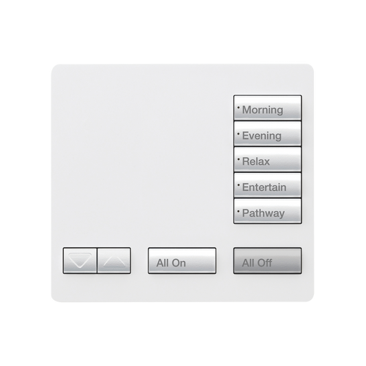 Teclado seetouch, sobre mesa 5 botones,  Botonera Retroiluminada / programe escenas diferentes en cada botón.