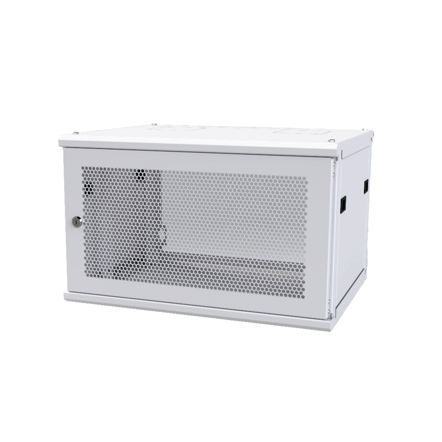 Gabinete de Pared Fijo, Puerta Perforada, Rack 19" de 6 UR (600 x 355 x 523 mm)(An x Al x Prof.) Color Blanco