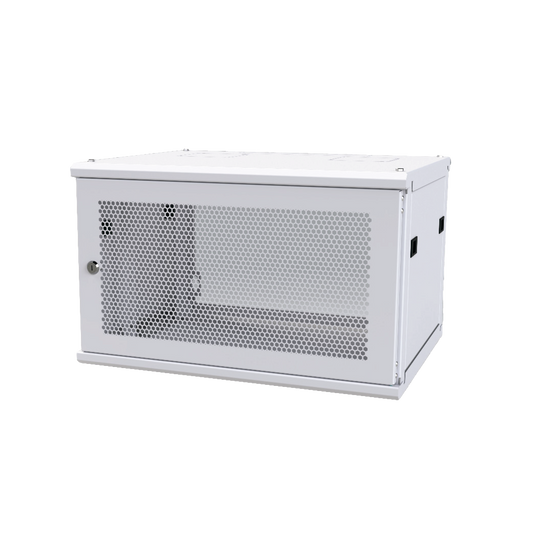 Gabinete de Pared Fijo, Puerta Perforada, Rack 19" de 6 UR (600 x 355 x 523 mm)(An x Al x Prof.) Color Blanco