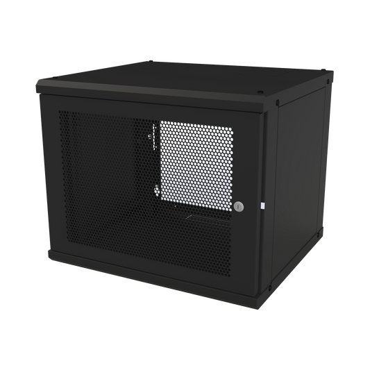 Gabinete de Pared Fijo, Puerta Perforada, con Rack de 19in, 9 Unidades de Rack