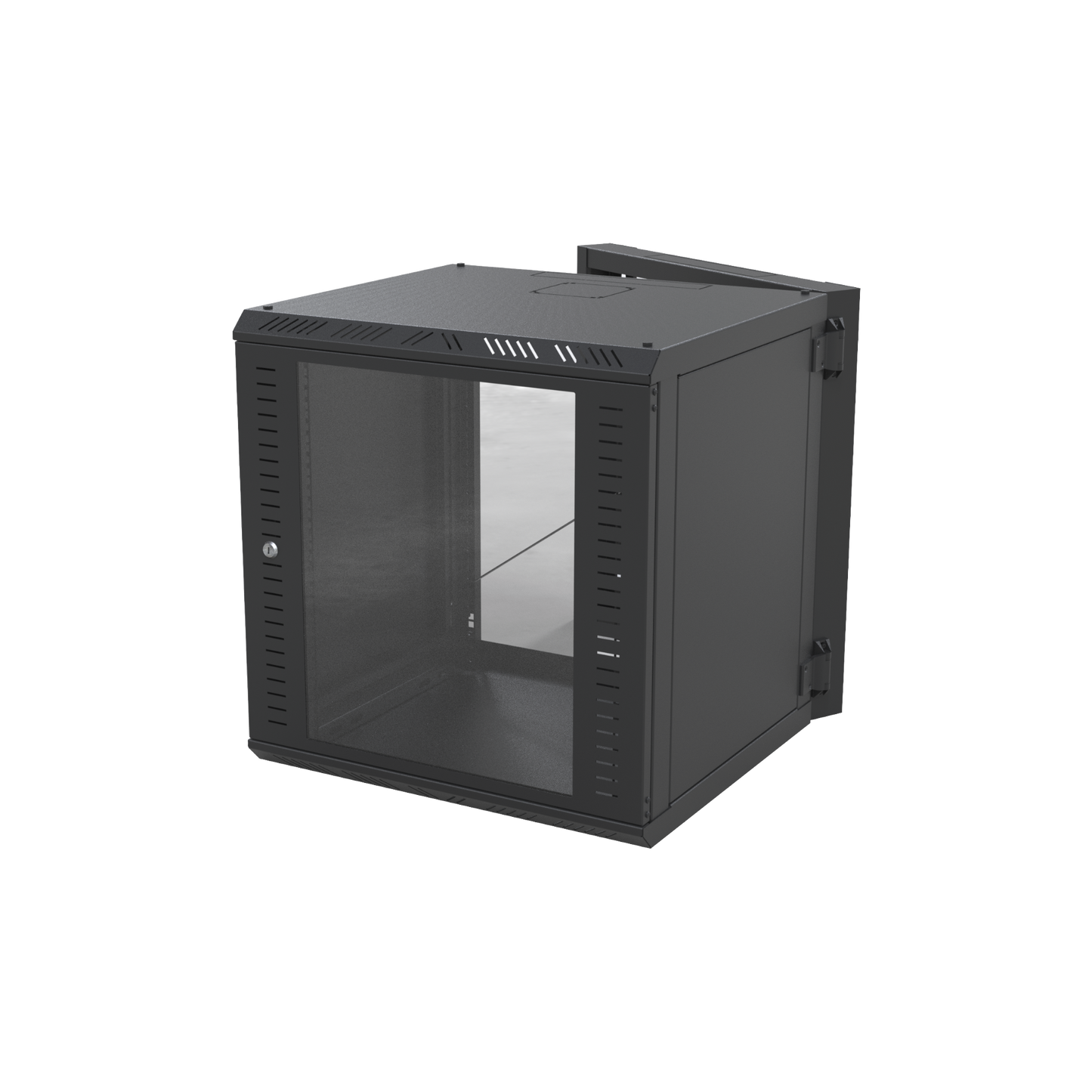 Gabinete Abatible para Montaje en Pared con Rack 19" de 12 Unidades Ventana de Cristal