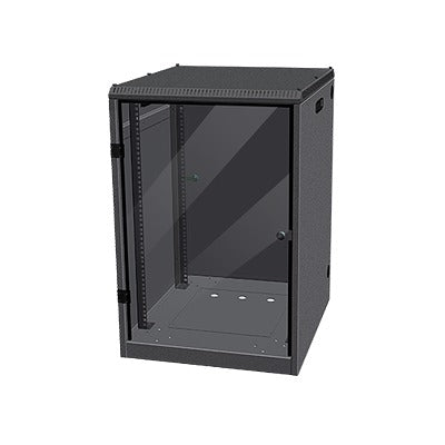 Gabinete de Piso con Puerta Acrílica con Estructura Rack 19" 16 Unidades.