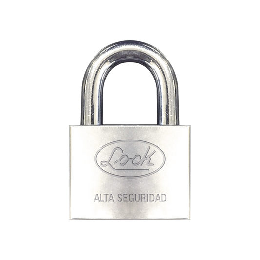 Candado de hierro alta seguridad con llave de disco/ Acabado Cromado/ Llaves Abloy/ Medida de Horquilla 38 mm.