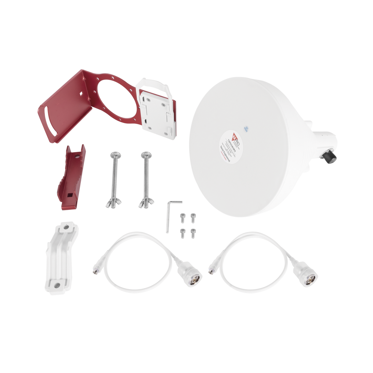 Antena Sectorial Simétrica de 30 °, 19 dBi, 4.9-6.5 GHz, Ideal para ambientes de alto ruido,  Tipo de conector N-Hembra, con montaje y jumpers incluidos