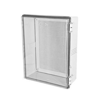 Gabinetes NEMA, cuerpo gris, cubierta transparente (400 x 500 x 160 mm), para interior y exterior, incluye panel