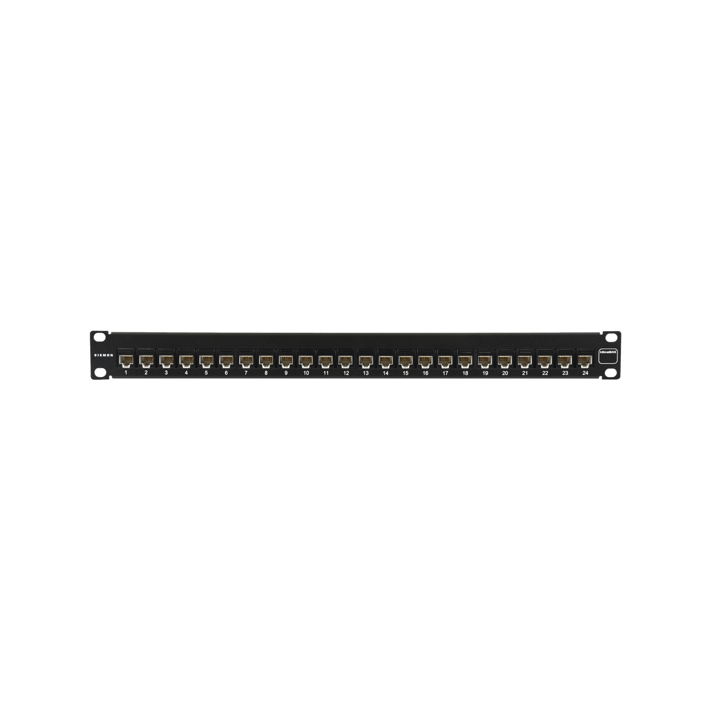 Patch Panel UltraMAX. UTP, Precargado con Jacks Cat5e, 24 Puertos, Plano, 1U