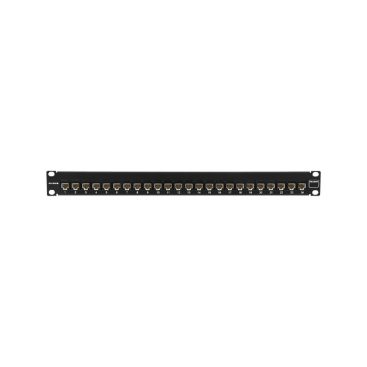 Patch Panel UltraMAX. UTP, Precargado con Jacks Cat5e, 24 Puertos, Plano, 1U