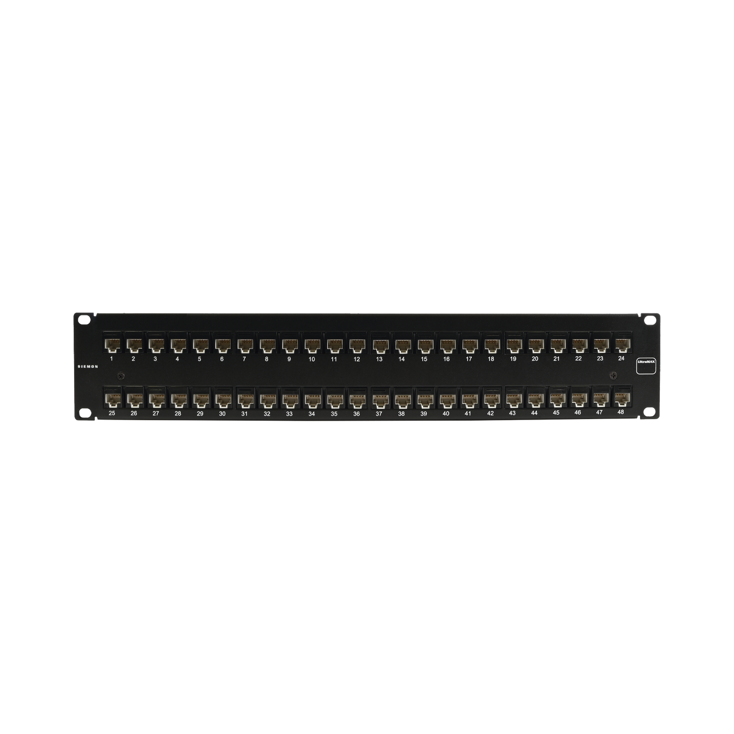 Patch Panel UltraMAX. UTP, Precargado con Jacks Cat6, 48 Puertos, Plano, 2U