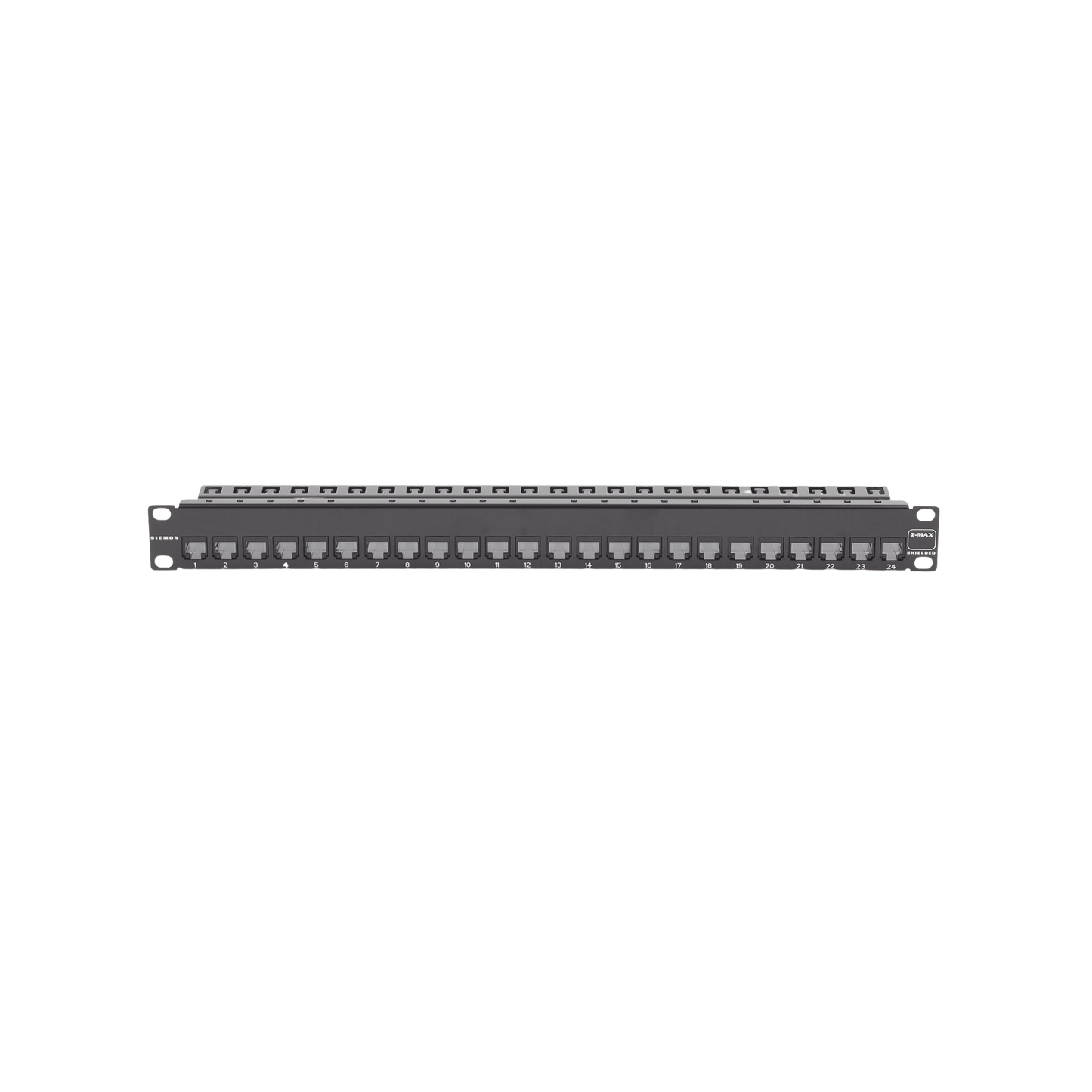 Patch Panel Z-MAX de 24 puertos, Blindado, Precargado con Jacks Categoria 6A, Plano, 1UR