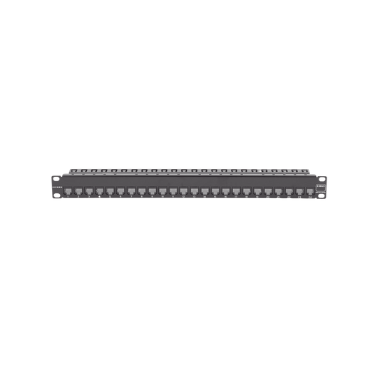 Patch Panel Z-MAX de 24 puertos, Blindado, Precargado con Jacks Categoria 6A, Plano, 1UR