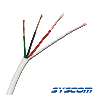 Bobina de 305 Metros / Cable de Cobre / 4x22 AWG / Tipo Alarmas UL / Para Interior / Color Blanco / Para Aplicaciones de Alarmas de Intrusión / interfonos / TV Porteros / y Multi-Propósito/  Hecho en México